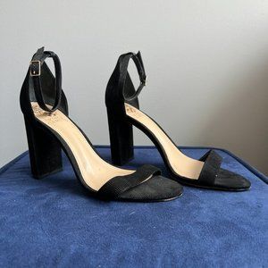 Vince Camuto Mairana Black Block Heel with Ankle Strap, Size 8